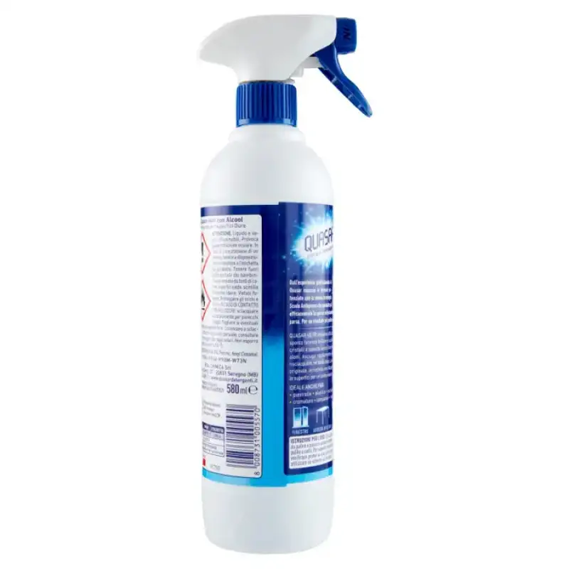 Quasar Detergent Spray Geamuri cu Alcol 580 ml, Bax 12 buc.